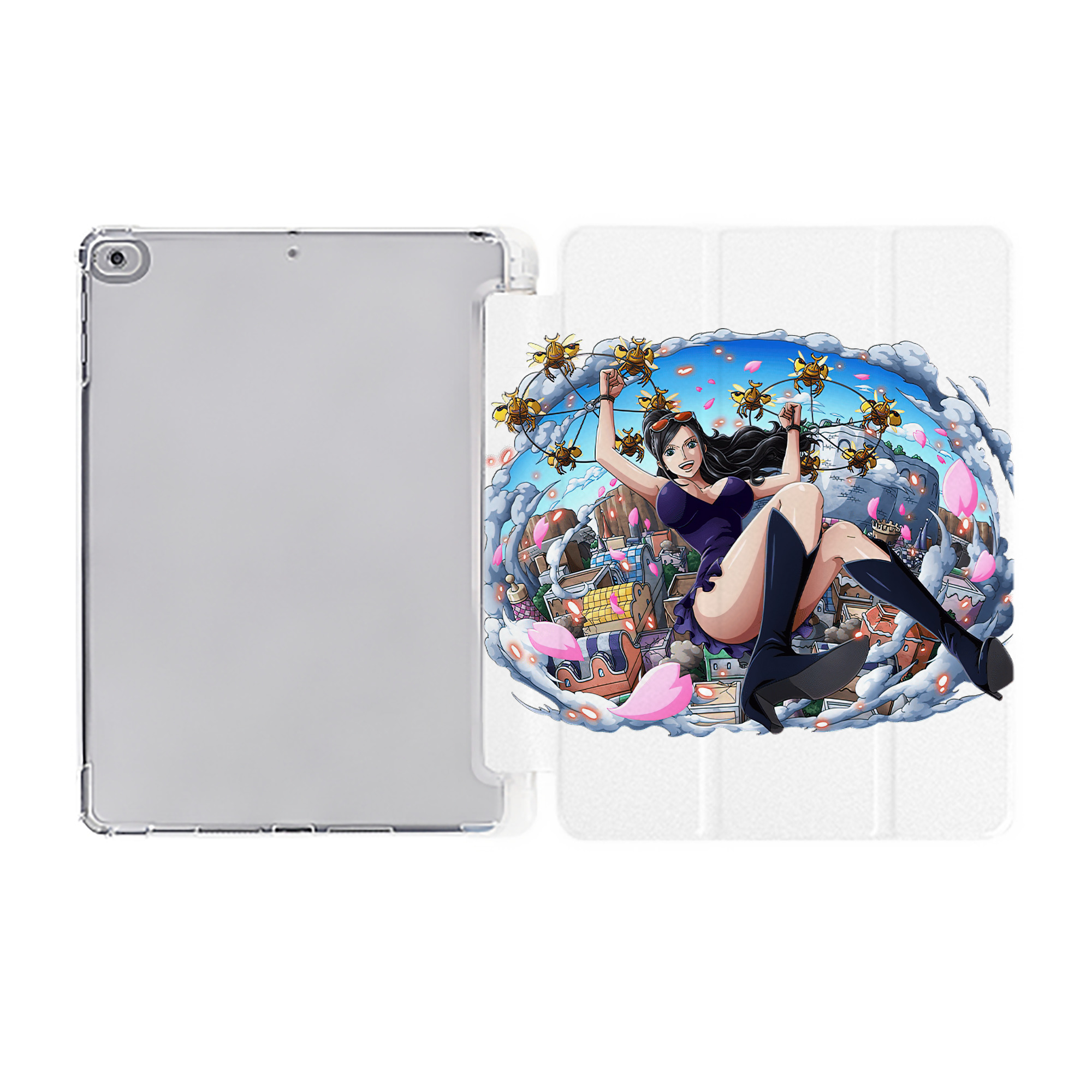 （画像用） ワンピース ニコ・ロビン ONE PIECE Nico Robin IPad ケース ペン収納付き 三つ折りスタンド PUレザー×シリコン 対応機種9.5/10.5/10.9インチ